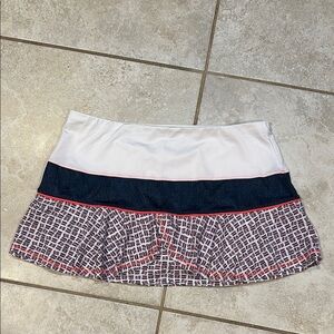 Lucky In Love White Denim Neon Orange Ruffle Tennis Skirt XL Skort